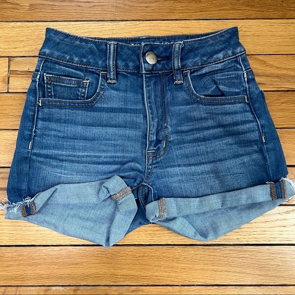 American Eagle Outfitters super stretch hi rise Shortie cut off jean shorts 00